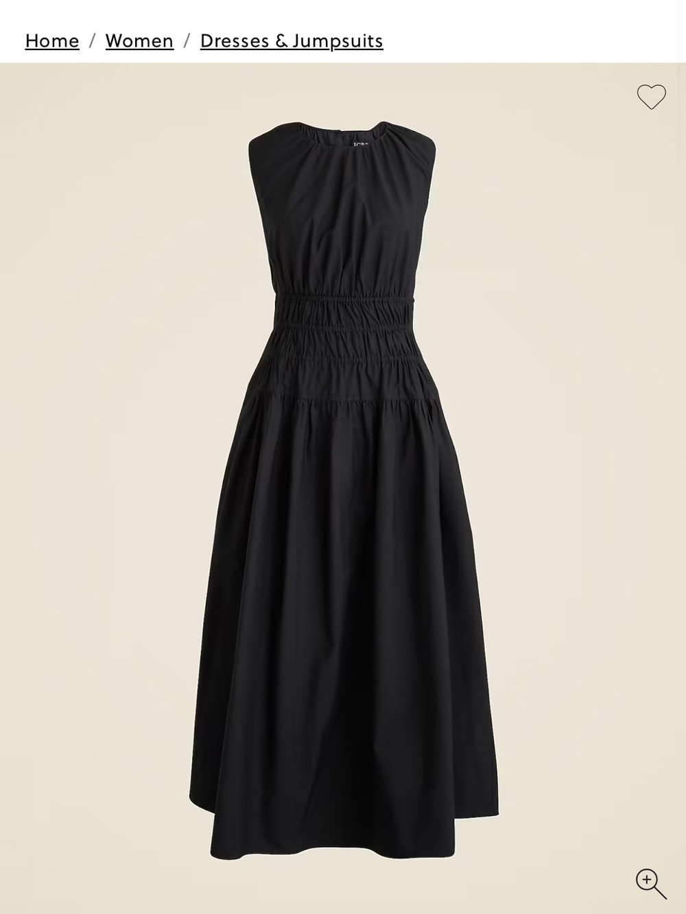 J. Crew Black Sleeveless Smocked-Waist Maxi Dress